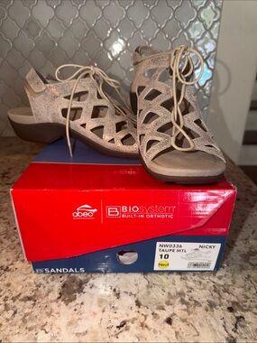Abeo Nicky Taupe Lace-Up Cutout Sandals